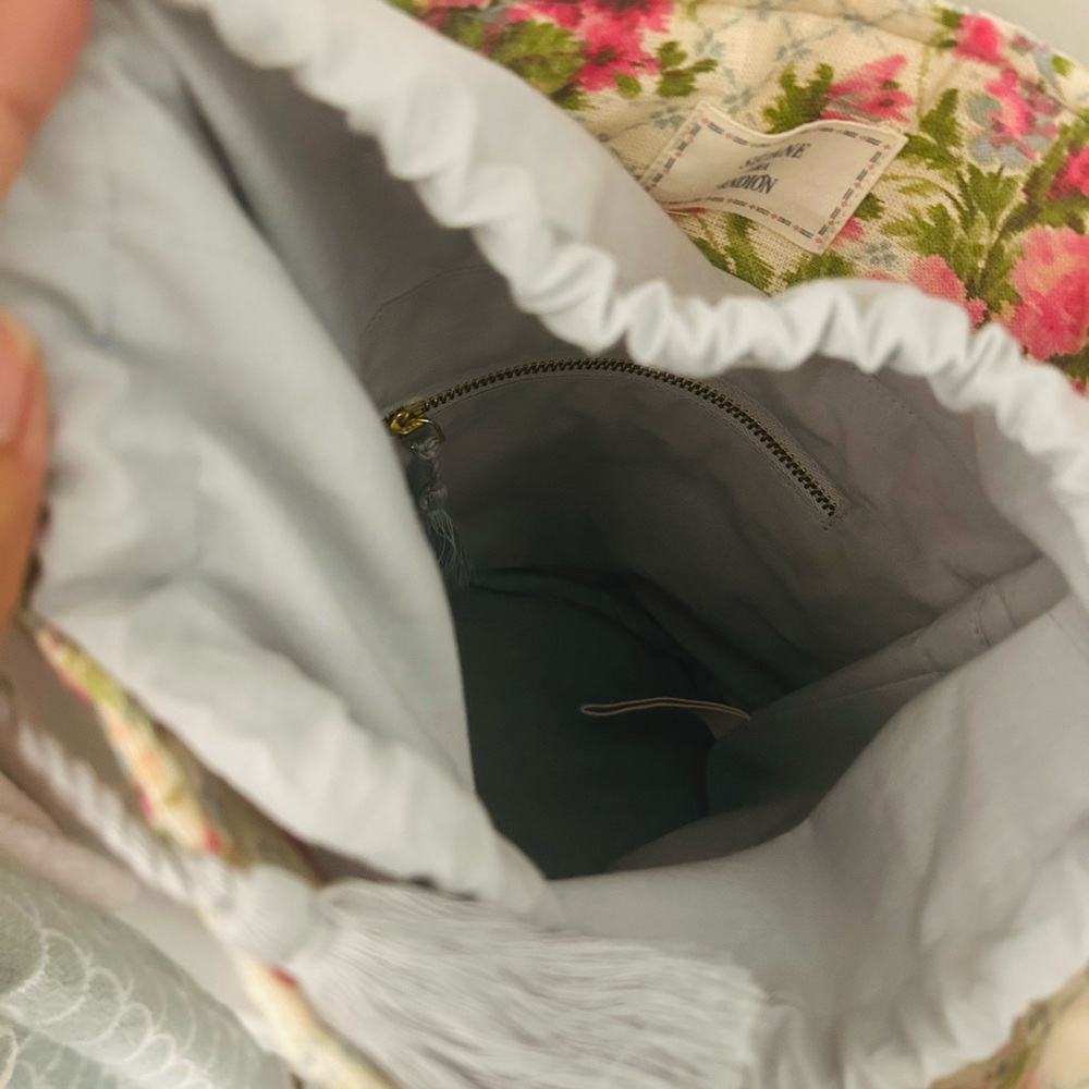 Sezane Pink Floral Quilted Bucket Bag - Picture 4 of 7